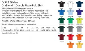 Polo Tshirt Colour List